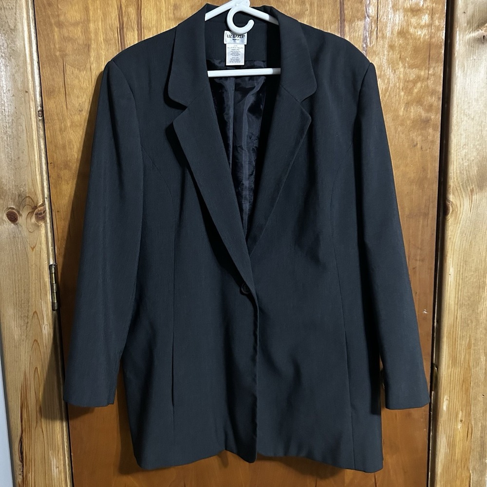 Gray Liz Baker Single Breasted Blazer Sz 20W Grey
